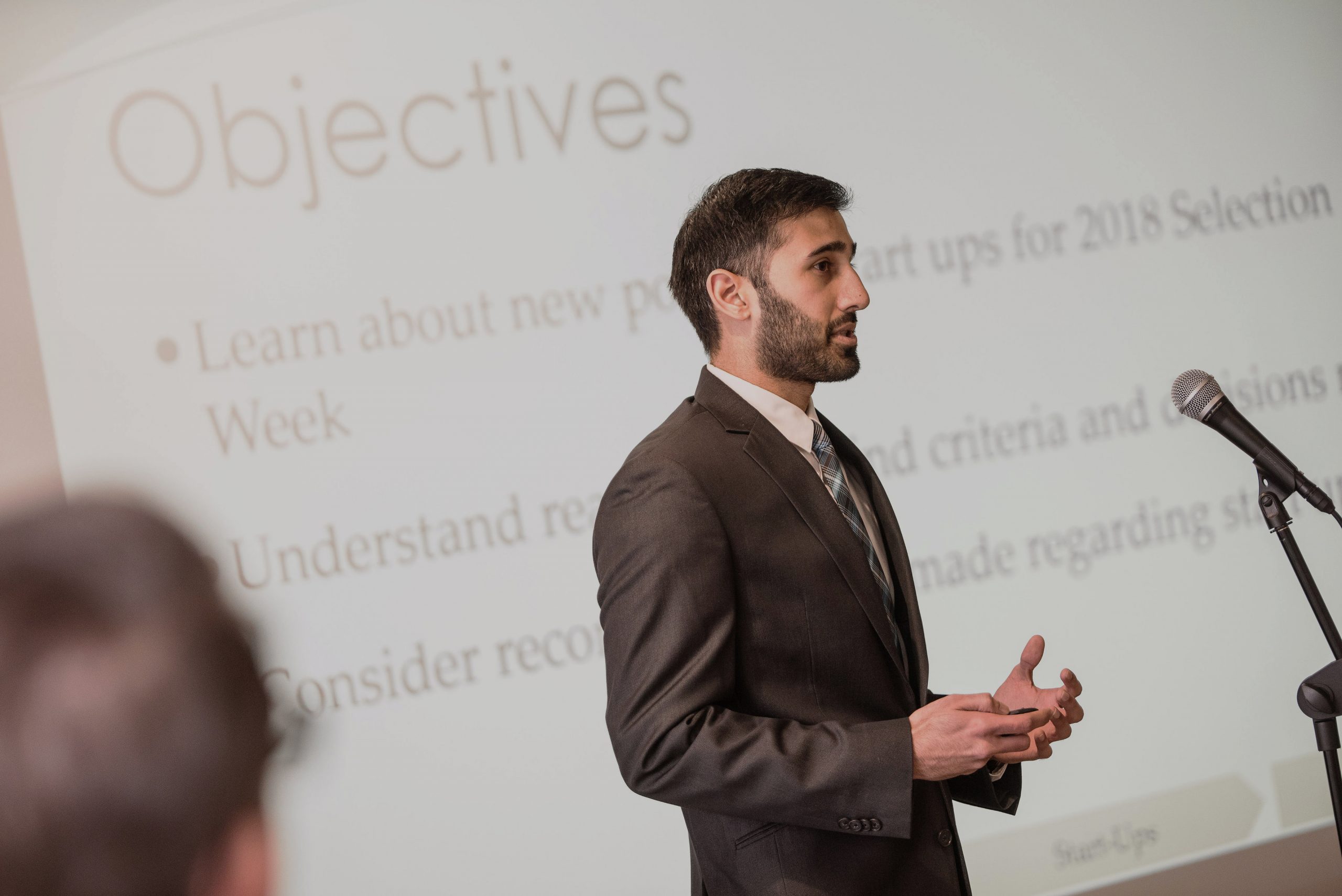 Student presenting to audience